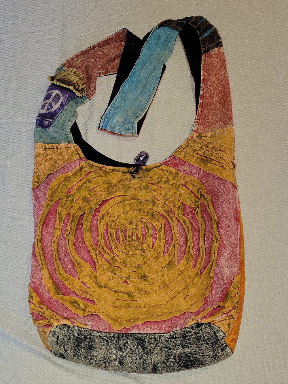 Boho Spiral Patchwork Shoulder Bag - Multicolor